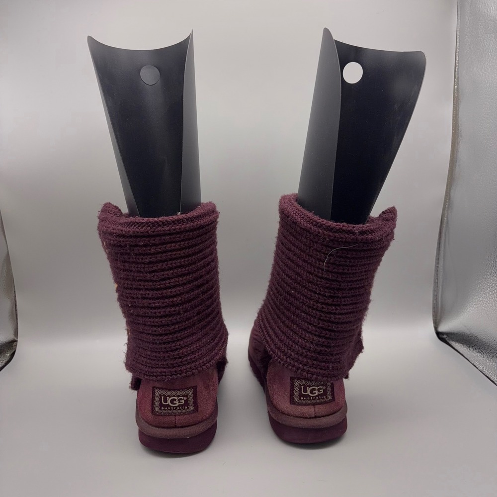 UGG Argyle Knit Boots Womens 7 Purple Solid Button Down Winter Cozy - Picture 8 of 12